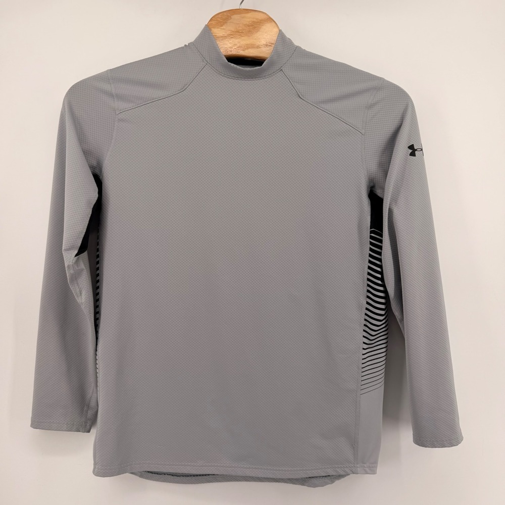 Under Armour Shirt Mens XL Grey ColdGear Reactor Mock Neck Fitted Base Layer Top